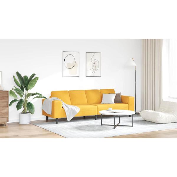 Stoffsofa mit Kissen Helles Gelb Cordstoff