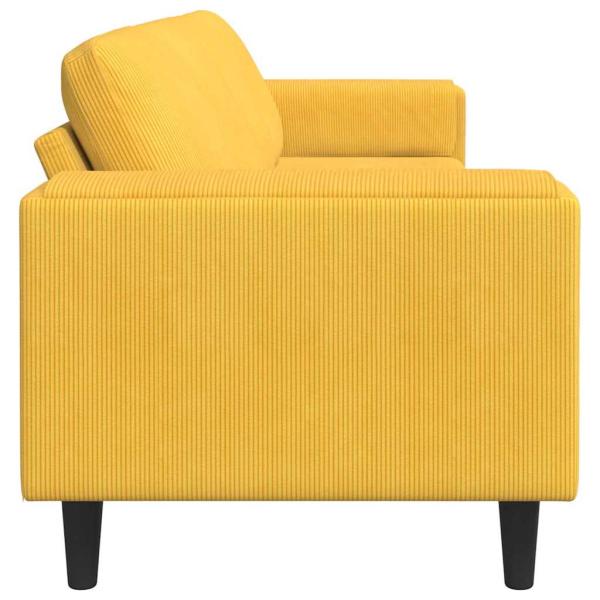 Stoffsofa mit Kissen Helles Gelb Cordstoff