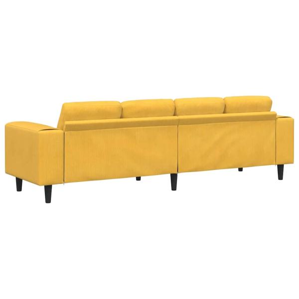 Stoffsofa mit Kissen Helles Gelb Cordstoff