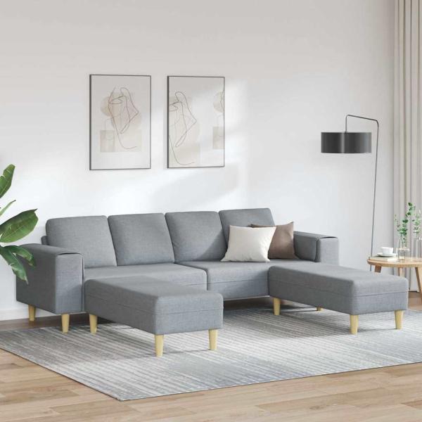 ARDEBO.de - Sofa Set 3 pcs Hellgrau Stoff