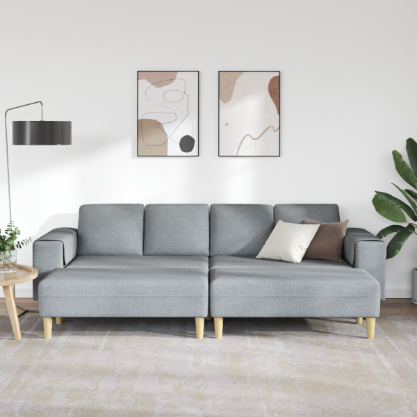 Sofa Set 3 pcs Hellgrau Stoff