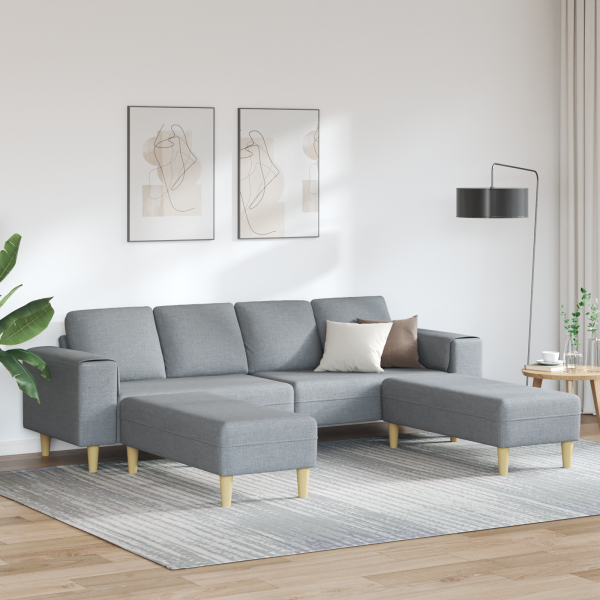 Sofa Set 3 pcs Hellgrau Stoff