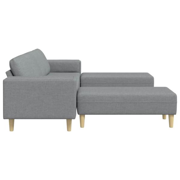 Sofa Set 3 pcs Hellgrau Stoff
