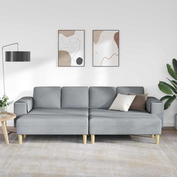 Sofa Set 3 pcs Hellgrau Stoff