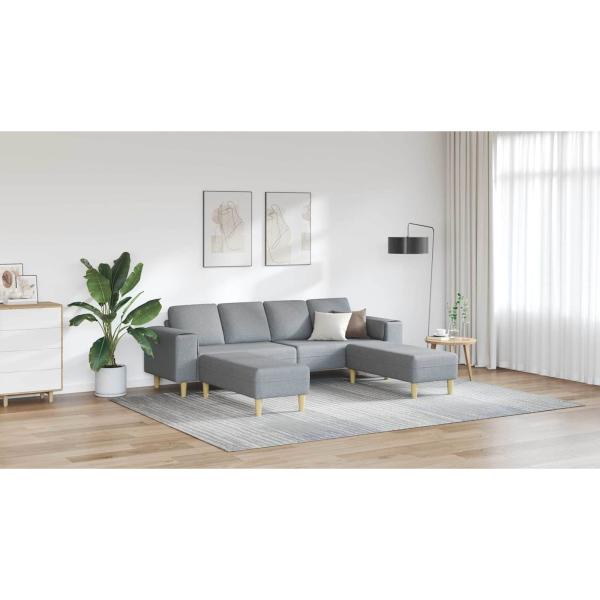 Sofa Set 3 pcs Hellgrau Stoff