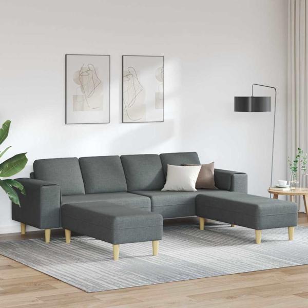 ARDEBO.de - Sofa Set 3 pcs Dunkelgrau Stoff