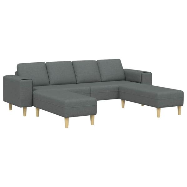Sofa Set 3 pcs Dunkelgrau Stoff