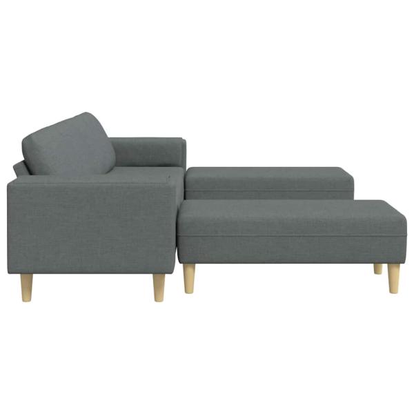 Sofa Set 3 pcs Dunkelgrau Stoff
