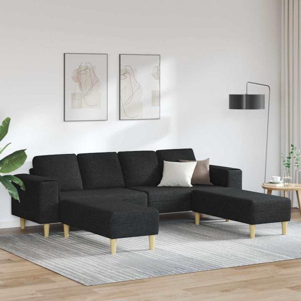 ARDEBO.de - Sofa Set 3 pcs Schwarz Stoff