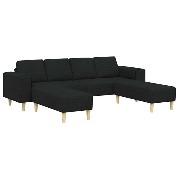 Sofa Set 3 pcs Schwarz Stoff