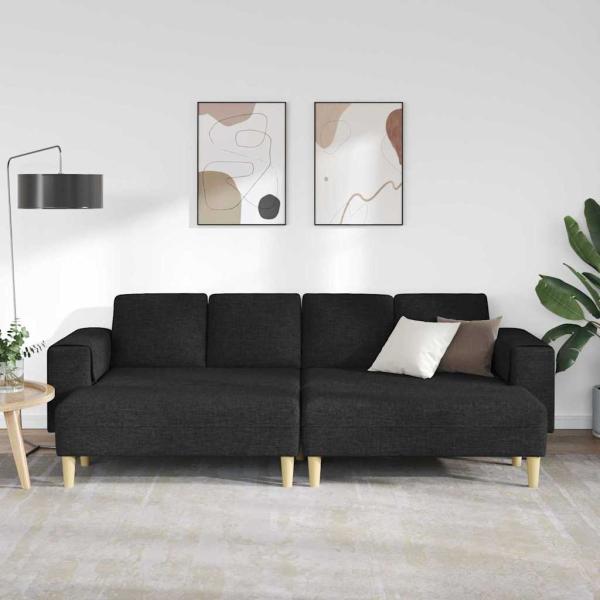 Sofa Set 3 pcs Schwarz Stoff