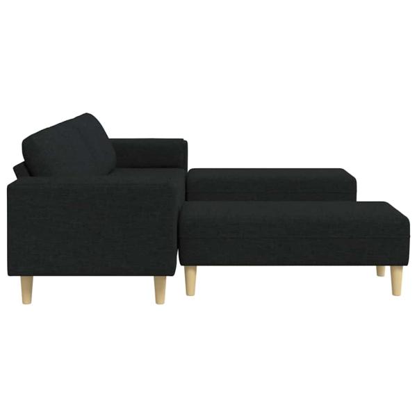 Sofa Set 3 pcs Schwarz Stoff