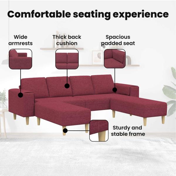 Sofa Set 3 pcs Weinrot Stoff