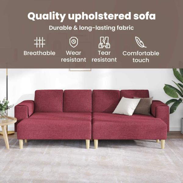 Sofa Set 3 pcs Weinrot Stoff
