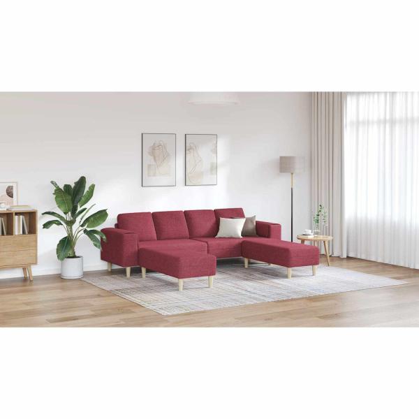 Sofa Set 3 pcs Weinrot Stoff
