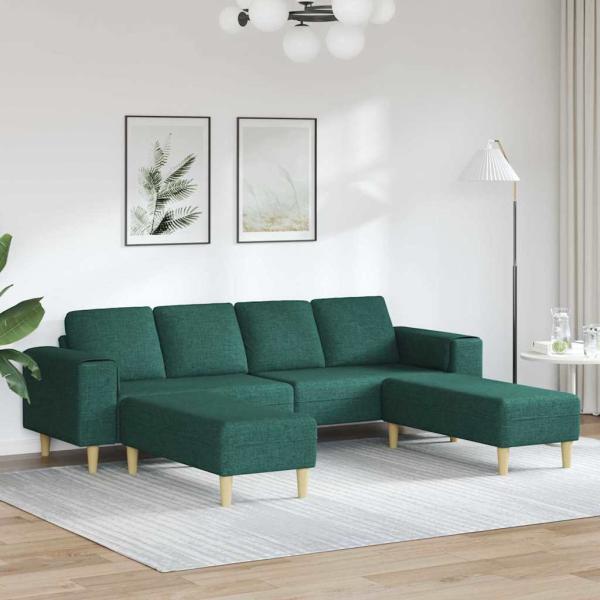 ARDEBO.de - Sofa Set 3 pcs Dunkelgrün Stoff