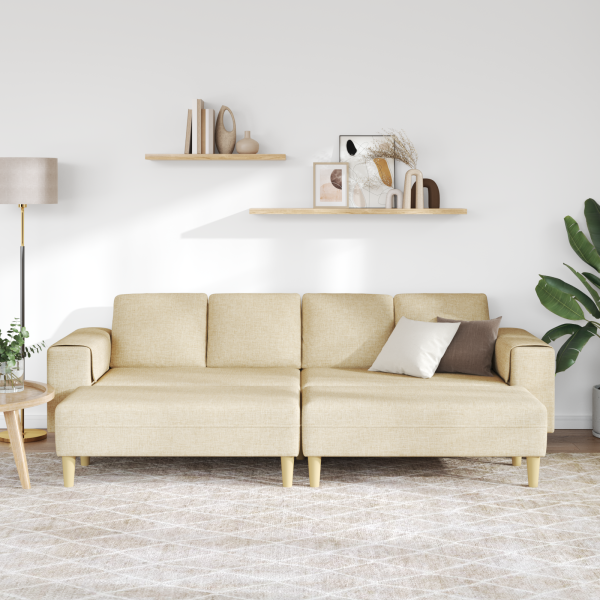 Sofa Set 3 pcs Creme Stoff