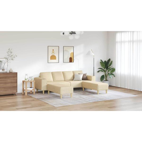 Sofa Set 3 pcs Creme Stoff