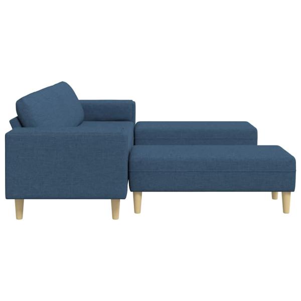 Sofa Set 3 pcs Blau Stoff