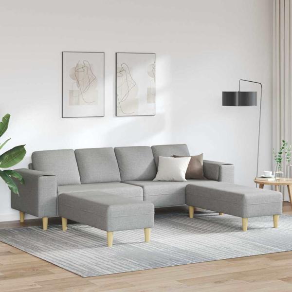 ARDEBO.de - Sofa Set 3 pcs Wolken-Grau Stoff