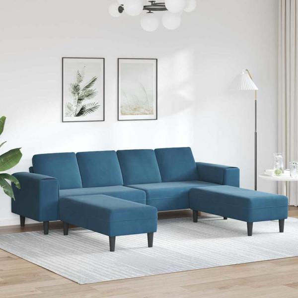ARDEBO.de - Sofa Set 3 pcs Blau Samt