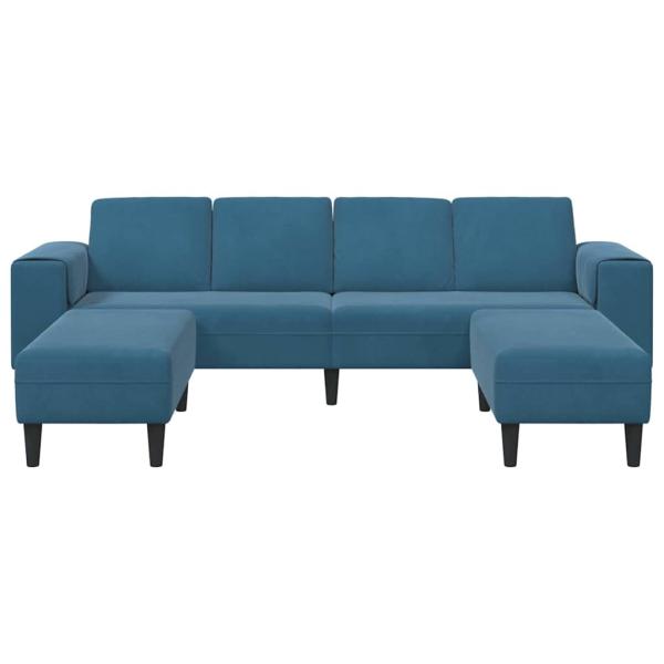 Sofa Set 3 pcs Blau Samt