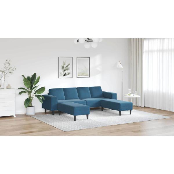 Sofa Set 3 pcs Blau Samt