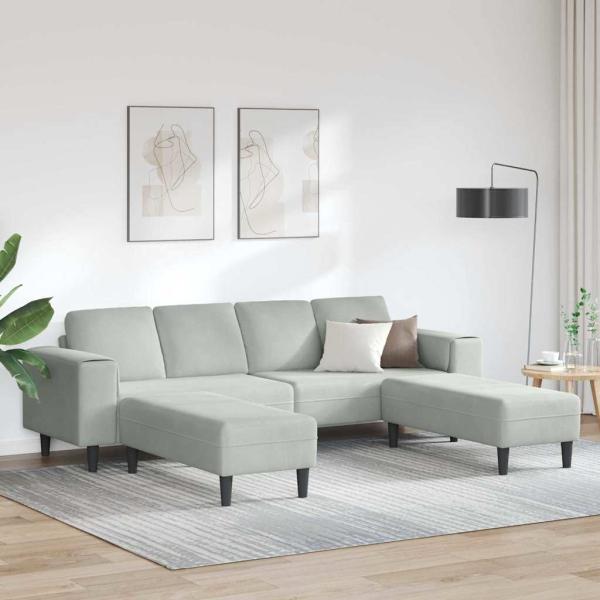 ARDEBO.de - Sofa Set 3 pcs Hellgrau Samt