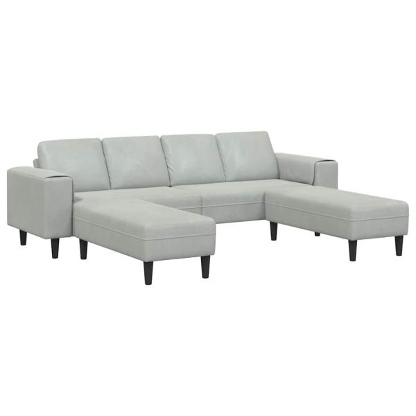 Sofa Set 3 pcs Hellgrau Samt