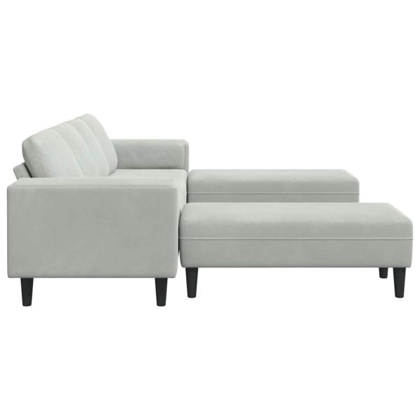 Sofa Set 3 pcs Hellgrau Samt