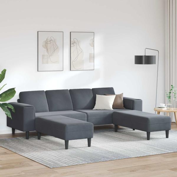 ARDEBO.de - Sofa Set 3 pcs Dunkelgrau Samt