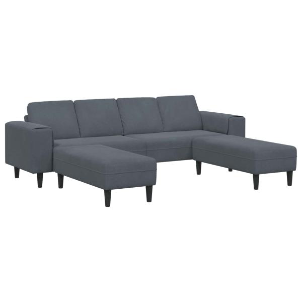 Sofa Set 3 pcs Dunkelgrau Samt