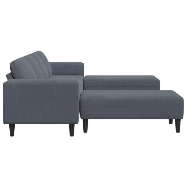 Sofa Set 3 pcs Dunkelgrau Samt