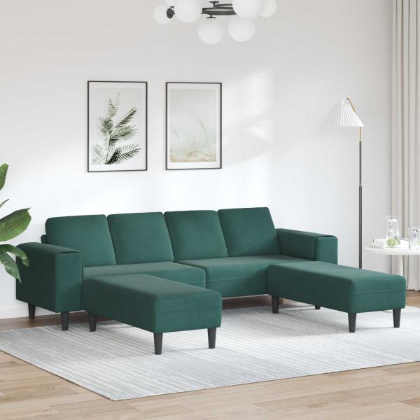 Sofa Set 3 pcs Dunkelgrün Samt