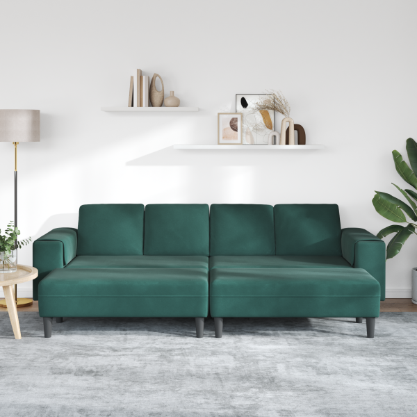 Sofa Set 3 pcs Dunkelgrün Samt