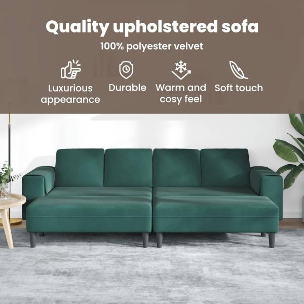 Sofa Set 3 pcs Dunkelgrün Samt