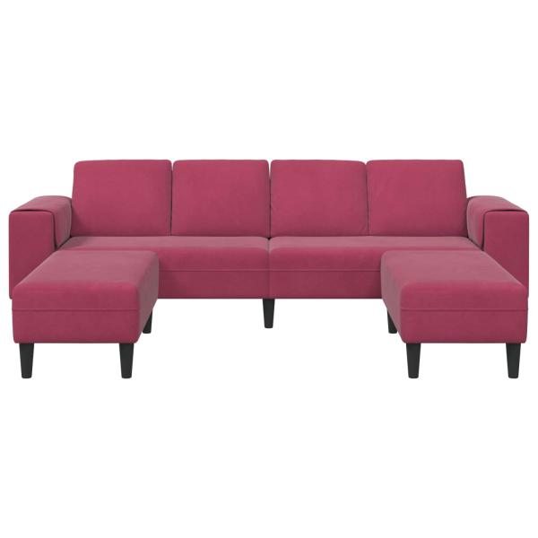 Sofa Set 3 pcs Weinrot Samt