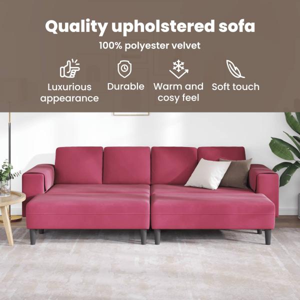 Sofa Set 3 pcs Weinrot Samt