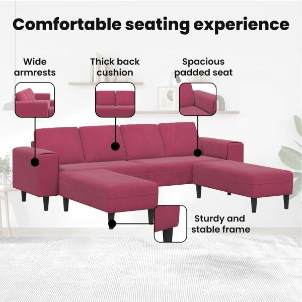 Sofa Set 3 pcs Weinrot Samt