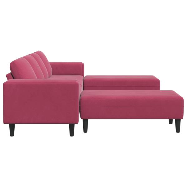 Sofa Set 3 pcs Weinrot Samt
