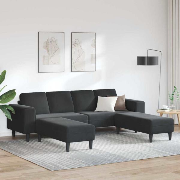 ARDEBO.de - Sofa Set 3 pcs Schwarz Samt