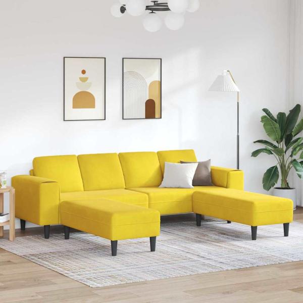 ARDEBO.de - Sofa Set 3 pcs Gelb Samt
