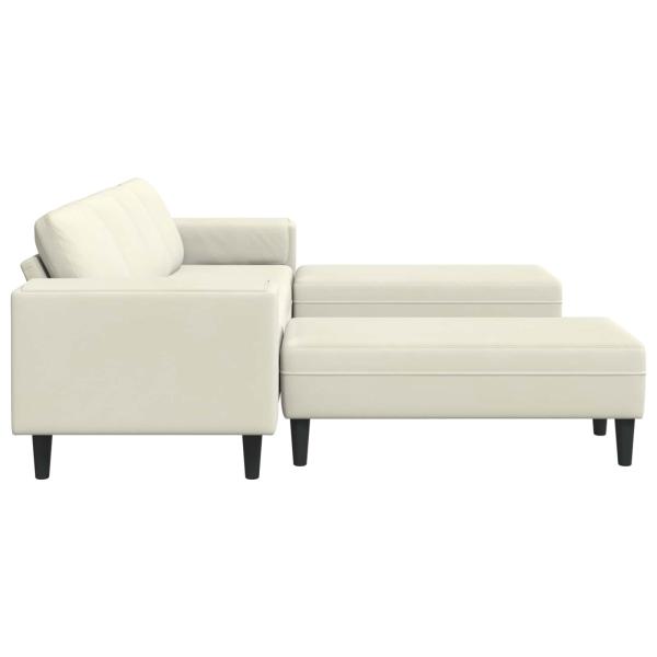 Sofa Set 3 pcs Creme Samt