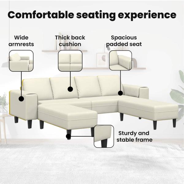 Sofa Set 3 pcs Creme Samt