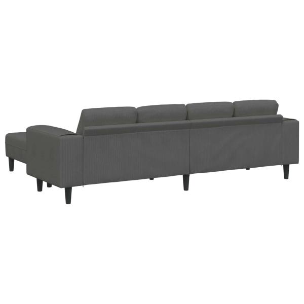Stoffsofa mit Kissen Dunkelgrau Cordstoff