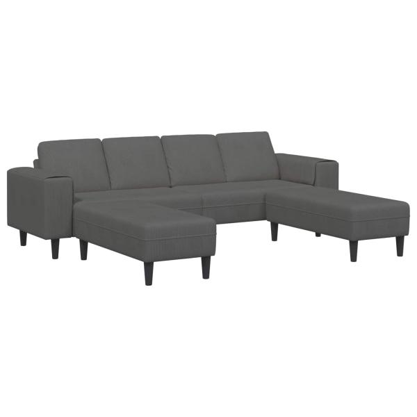 Stoffsofa mit Kissen Dunkelgrau Cordstoff