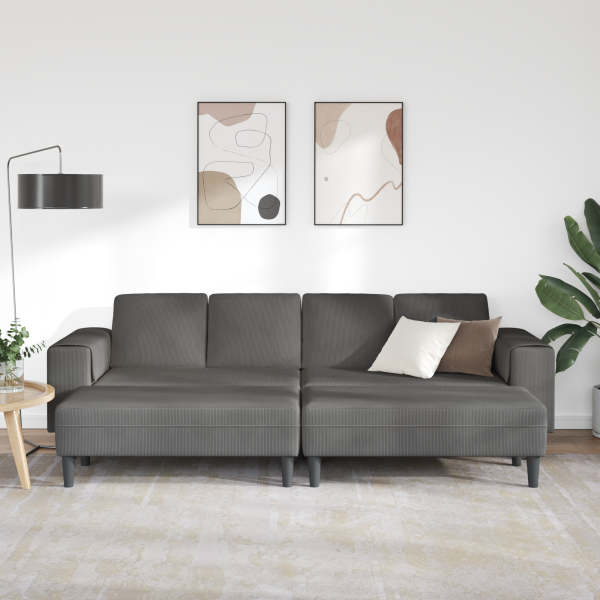 Stoffsofa mit Kissen Dunkelgrau Cordstoff