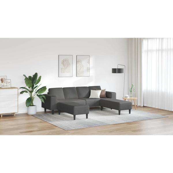 Stoffsofa mit Kissen Dunkelgrau Cordstoff