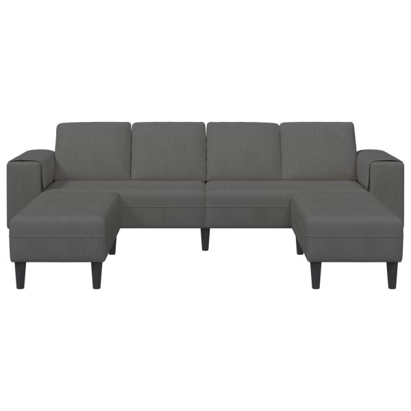Stoffsofa mit Kissen Dunkelgrau Cordstoff