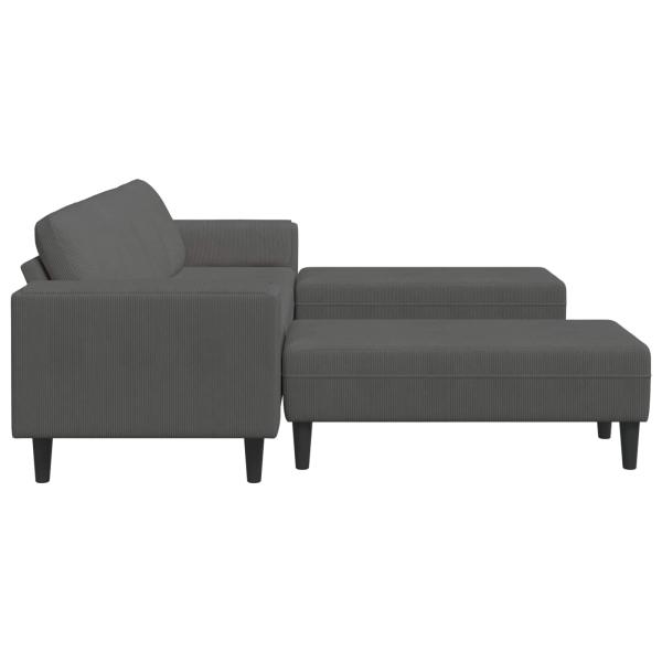 Stoffsofa mit Kissen Dunkelgrau Cordstoff